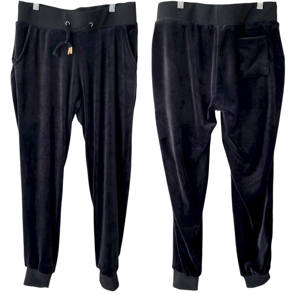 WHITE MARK NWOT Black Velour Jogger Pants Size Small Y2K Cozy Soft Warm Velvet